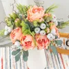 Faux Floral Verdure Belle Pivoine Fleurs Artificielles Pourpre Soie Grand Bouquet Fausses Fleurs Pour La Maison De Mariage Hôtel Salon DIY Décoration De Table J220906