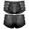 MUITAS MENINAS CULTON MEN Boxer Brief Hollow Out Silky calcies cruzado na cintura média de roupas íntimas sexy para dormir casual