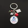Teacher Keychain Thank You Text Keychain Charm Glass Crystal Pendant Key Ring Bag Car Teacher'S Day Gift