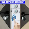 Serrures de porte, serrure à mot de passe de taille Variable, porte à empreintes digitales, sortie électronique intelligente, application Tuya, cylindre 220906