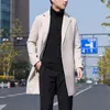 Hommes Trench Coats Hommes Pardessus Simple Coupe-Vent Poches Coupe-Vent Style Coréen Mi-long Manteau Streetwear