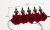 Bandas da cabe￧a Rose Red Flower Crown Woodland Hair Wreath Festival FABELA F67 DROW DROW 2022 NATURANTEME AMRPM