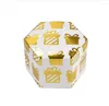 Confezione regalo 50 pezzi / lotto Mini scatola di caramelle esagonale a strisce rotonde dorate per souvenir di bomboniere di compleanno