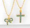 Schmuck Halsketten Anhänger Bogen Kreuz Kette Halskette Zirkonia Schmuck Kubikkristall Cz Mode Charme dk5