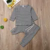 Roupas conjuntos de pudcoco nascidos menino menina roupas de algodão listrado de manga longa Tops calças 2pcs roupas outono 0-24m