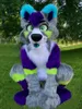 2022 Long Fur Husky Dog Fox Mascot Costume Cartoon Outfits Fursuit Halloween Furry Suit