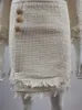 Zweiteiliges Kleid Luxus Hohe Qualität Tweed 2 Stück Set Frauen Bogen Jacke Mantel Elegante Mini Quaste Bleistift Wollmischung Rock Anzüge Herbst WInter 220906