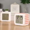 Desk Table Clocks Kids Alarm Clock Coral Gingham Pattern Digital With Thermometer Function 7Color Night Light For Boys Girls Mjbag Am9Sp