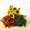 Faux Floral Greenery Factory Spot Simulation 7 Sunflower Bouquet Wedding Decoration Sunflower Fake Flower Photography Props Sun Bouquet J220906