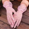 Women Vintage Sheer Short Lace Gloves Derby Tea Party Wrist Length Floral Gloves for Dinner Fancy Costume Accessories Gloves