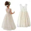 Robes de fille grande taille princesse filles coton dentelle fête longue robe bébé enfants fleur mariage anniversaire enfants vêtements 2 4 6 8 10 12 14