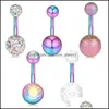 Navel Bell Button Rings Stainless Belly Button Rings Piercings Ombligo Navel Piercing Sexy Earring Rainbow Body Jewelry Bdejewelry Dhpmx