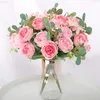 Faux Floral Greenery Roses Artificial Flowers Silk Peonies Pink High Quality Wedding Bouquet Home Living Room Party Decoration Beautiful Fake Flowers J220906