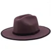 베레트 영국 페도라 모자 여성 남성 남성 넓은 가슴색 펠트 모자 양모 재즈 캡 가을 겨울 파나마 블랙 솜 브레로스