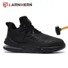 남성용 Larnmern 안전 신발 복합 통기성 작업 비 슬라이드 파괴 할 수없는 경량 강철 발가락 야외 부츠 211025299d