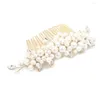 Coiffes Gold Wedding Hair peign ringestone clip-fleur accessoires de mariée faits à la main pour et demoiselle d'honneur