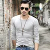 Men's T-Shirts Men Spring Autumn Comfort Long Sleeve Men's T-shirt O-neck Solid Polyester T Shirt Men Classic Color All-match Red Blue Black 220906