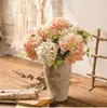 Fleurs décoratives 46 cm têtes d'hortensia en soie avec tiges fleur artificielle blanc ivoire bricolage pièce maîtresse de mariage décor de fête de bébé de fête à la maison