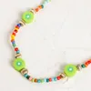 Cara criatividade de criatividade Fruta Kiwi Declaração de moda de moda artesanal colorido colares de clavícula de miçangas para jóias femininas