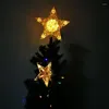 Dekoracje świąteczne 066e Nordic Style Tree Topper Star z LED Light Bateria zasilana baterią Faux Crystal Peads Treetop Fairy Lamp Party Decor