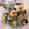 Faux Floral Greenery White Pink Colorful DIY Silk Rose Artificial Flower High Quality Fake Hydrangea Flowers for Home Garden Wedding Table Decor J220906