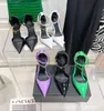 Chaussures décontractées haute version fixe nouvelle ligne boucle verte niche en cuir verni talons hauts en été 2022 femmes sexy