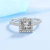 Anéis de cluster 1 Ct Princess Cut Moissanite noivado anel 925 Sterling Silver Diamond Weding Band Promise for Women Jewelry