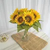 Faux Floral Greenery Factory Spot Simulation 7 Sunflower Bouquet Wedding Decoration Sunflower Fake Flower Photography Props Sun Bouquet J220906