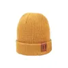 Baby Strickhut für Jungen Mädchen Herbst Herbst Winter Warm Kinder Beanie Erwachsene Kinder Eltern-Kind-Hüte Neugeborene Baby Cap mit Lederetikett GC1569