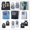 College Wears Crestwood Knights High School 12 Ja Morant Basketball Jerseys Team Color Black White Green Navy Yellow Split Murray State Race