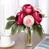 Faux Floral Verdure 1 Bouquet 7 Têtes Artificielle Pivoine Thé Rose Automne Soie Faux Fleurs Pour Bricolage Maison Jardin Décoration De Mariage J220906