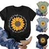 Women's T Shirts Women T-shirts Fashion Casual Sunflower Printing Round Neck Short Sleeve Tee Tops Summer Woman Clothes 2022