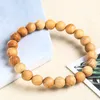 8mm Natural Wooden Handmade Beaded Strands Charm Bracelets Yoga Elastic Bangle Jewelry For Women Men Lover