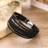 Bedelarmbanden 2022 mode sieraden armbanden manchet magneet armband vintage handgemaakte weefsel multilayer lederen mannen