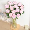 Fausse verdure florale 5pcs Bouquet de fleurs roses artificielles en soie pour la table de chambre à la maison de mariage.