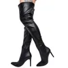 Bottes femmes sur le genou haut bout pointu talons aiguilles mode personnalité jambe minceur grandes femmes 220906