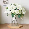 Faux Floral Greenery Pink Peony Artificial Rose Flower For Cake Home Wedding Decor High Quality Silk Bouquet Cheap Fake Flower Decoration Garden Wall J220906