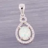 Kolye Kolye Kongmoon 8x10mm Oval Beyaz Ateş Opal Cabochon CZ Gümüş Kaplama Takı Kadınlar Kolye