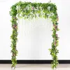 Faux blommig grönare 180 cm konstgjorda vinstockar hängande väggdekoration bröllop böjd dörr kontroll falska gröna blad långa grenar sommarväxter j220906