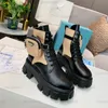 designer boots Ankle Martin bootiesL eather Nylon Removable Pouch Bootie Military Inspired Combat Shoes Original Box Size 35-45
