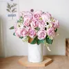 Faux Floral Greenery Pink Peony Artificial Rose Flower For Cake Home Wedding Decor High Quality Silk Bouquet Cheap Fake Flower Decoration Garden Wall J220906