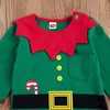 Rompers Rompers幼児の赤ちゃんの服の女の子の男の子エルフ年クリスマスコスチュームジャンプスーツハット2ピースクリスマスドレス衣装幼児Kids220220