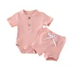 Set di abbigliamento 2PCS Born Kid Baby Boy Girl Set di vestiti per maglieria a maniche corte Body Shorts Abiti estivi