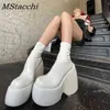 Boots Women Platform Boots Elastic Etraint Ratch Lithne Thoy High Heels сияющая кожаная chaussure femme Женская лодыжка 220906