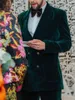 Costumes pour hommes Mariage Homme 2022 Vert Blazer Ensembles Velours Hommes Double Boutonnage Social Fait Robes Nouveauté Groomsmen Luxe Homme Vêtements