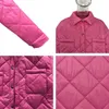 Kvinnor Down Parkas Malina Front Buttons Parkas Women mode Simple Argyle Coats Kvinnor Elegant Slå ner krage solida bomullsjackor kvinnliga damer 220906