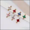 Charms colorf k9 pingente de estilista de vidro de cristal para brinca de bracelete de colar Moda quadrada charme de cobre transparente diy je yydhhome dh37w