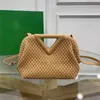 7A topkwaliteit Designer Point Geweven Schouder Tote handtas crossbody tas Luxe Zeegras Weave Kalfsleer Mode Totes Cross B