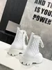 2022 Designer Fall Winter Boots Brand Lace Up Women's Leather Shoes Zip Platform Flat Heel Bootss Black White Checkered Street Leather Boot With Box