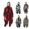 Plaid Poncho Winter Check owij Paszmina ponchoes Tassel grube szal Cape jesienne koce siatki szaliki Moda Klasyczny szalik z frędzlami BC92